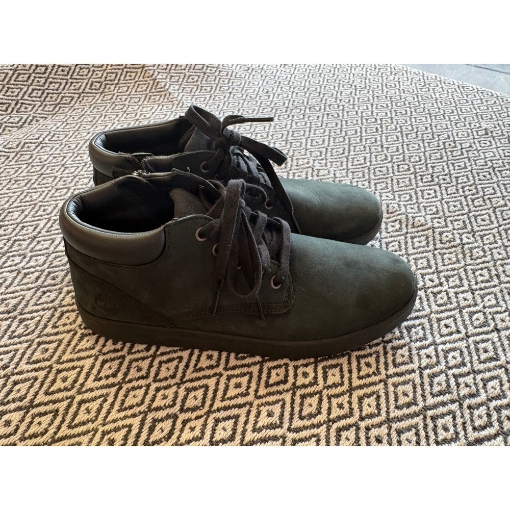 Timberland Chukka Boots Mens 6.5 Black Nubuck Leather Side Zip Sneaker